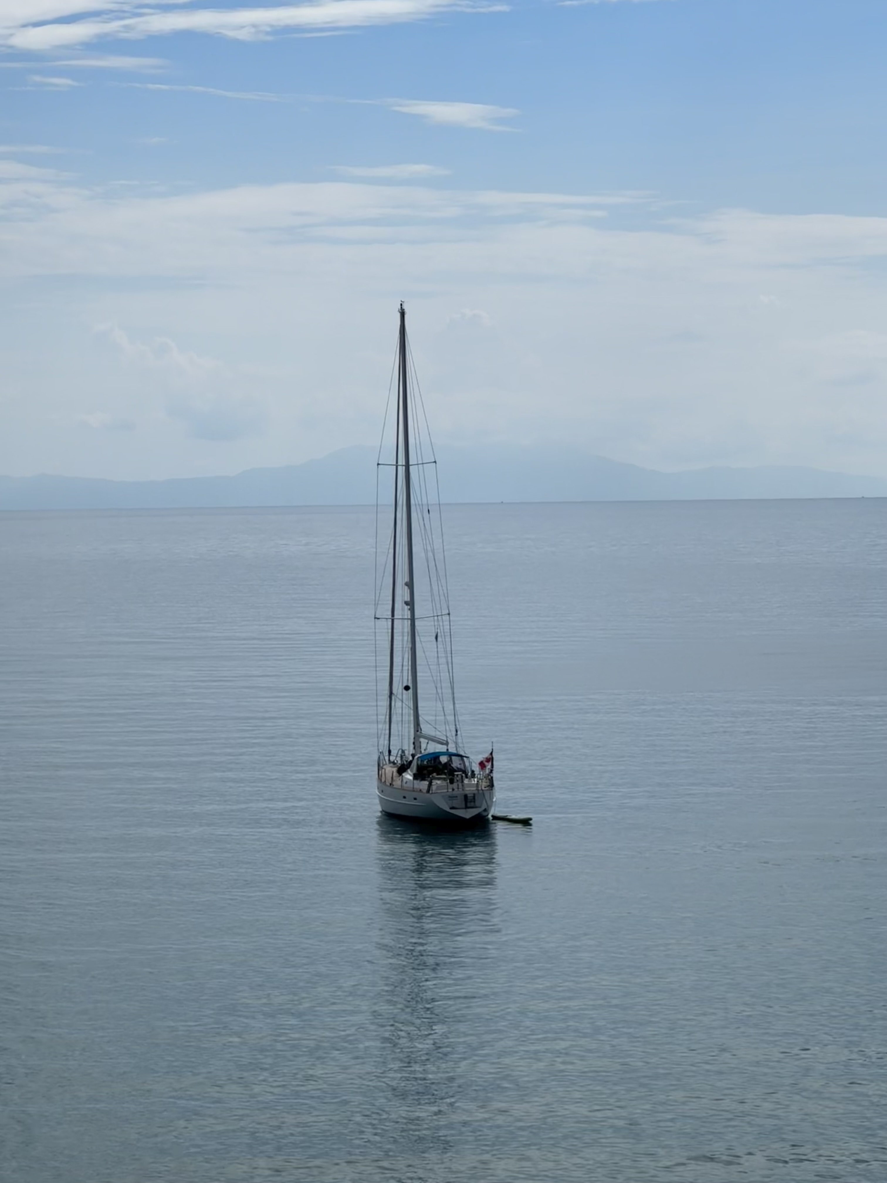 Wide view of Fenna under way on the open Ionian Sea